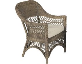 Fauteuil en rotin gris avec coussin Polo
