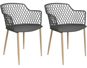 Fauteuil ajouré intérieur extérieur Malaga (Lot de 2) (Noir)