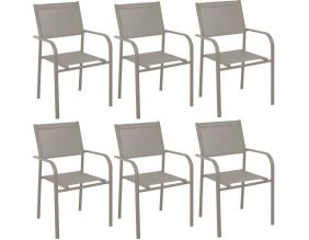 Fauteuil en aluminium Duca (Lot de 6) (Crème)