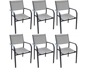 Fauteuil en aluminium Duca (Lot de 6) (Graphite et perle)