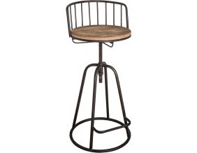 Fauteuil de bar avec dossier en fer et bois