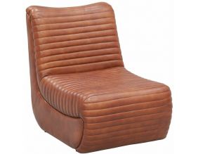 Fauteuil bas en cuir de buffle marron