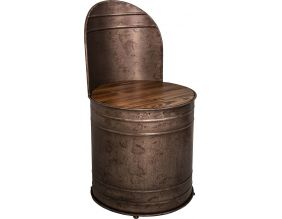 Fauteuil bidon assise en bois
