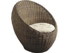 Fauteuil boule en poelet gris Pipelette