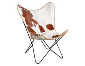 Fauteuil butterfly en peau de vache (Marron)