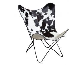 Fauteuil butterfly en peau de vache (Noir)