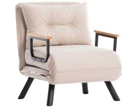Fauteuil convertible en lin Sando (Crème)