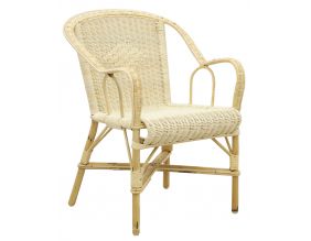 Fauteuil crapaud en manau et moelle de rotin naturelle