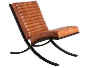 Fauteuil en cuir de buffle pleine fleur et métal