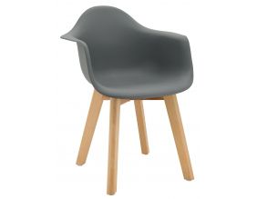 Fauteuil enfant en polypropylène et bois (Gris)