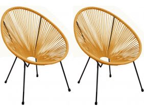 Fauteuil fil de jardin en métal et résine tressée Rio (Lot de 2) (Gris et moutarde)