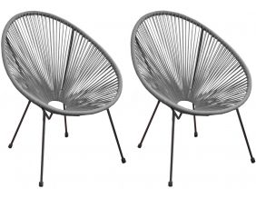 Fauteuil fil de jardin en métal et résine tressée Rio (Lot de 2) (Gris)