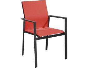 Fauteuil de jardin empilable Delia (Graphite, Rouge)