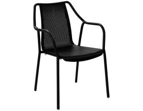 Fauteuil de jardin empilable en aluminium Bari (Noir)