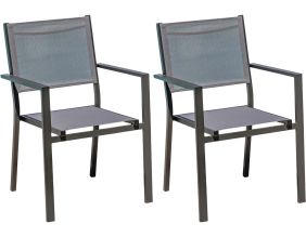 Fauteuil de jardin empilable en aluminium et textilène Tolede (Lot de 2)