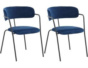 Fauteuil en métal et velours Arrow (Lot de 2) (Bleu)