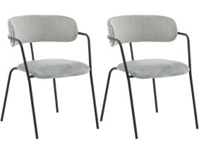 Fauteuil en métal et velours Arrow (Lot de 2) (Gris)