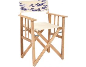 Fauteuil metteur en scène en eucalyptus (Blanc cassé imprimé banc de poissons)