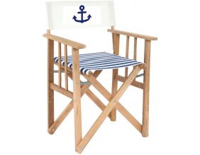 Fauteuil metteur en scène en eucalyptus (Rayé bleu et blanc ancre marine)