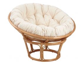 Fauteuil papasan en rotin avec coussin écru