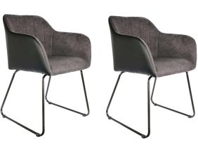 Fauteuil en polyester gris et noir Memphis (Lot de 2)