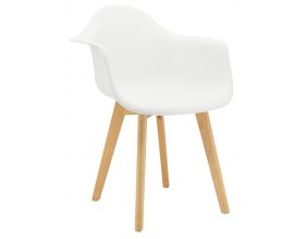 Fauteuil en polypropylène et bois de hêtre (Blanc)