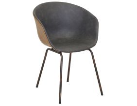 Fauteuil en polyuréthane camel et gris