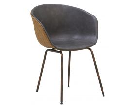 Fauteuil en polyuréthane camel et gris