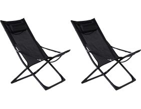 Fauteuil relax de jardin pliant Seville (Lot de 2) (Noir)