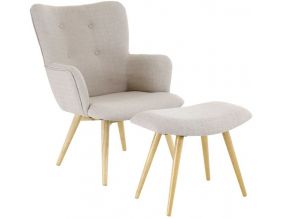Fauteuil avec repose pieds Stockholm (Beige)