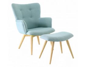 Fauteuil avec repose pieds Stockholm (Bleu/Vert)