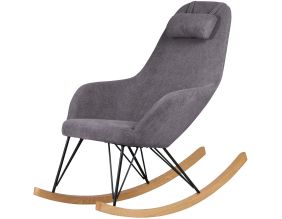 Fauteuil rocking-chair en tissu et bois Evy (Gris)