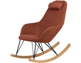 Fauteuil rocking-chair en tissu et bois Evy (Rouille)