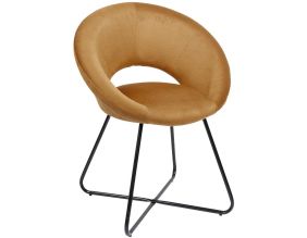 Fauteuil rond en velours cotelé Giulia (Jaune)