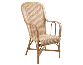 Fauteuil rotin dossier haut naturel