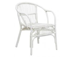 Fauteuil en rotin laqué blanc