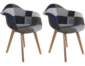 Fauteuil scandinave Patchwork (Lot de 2) (Bleu)