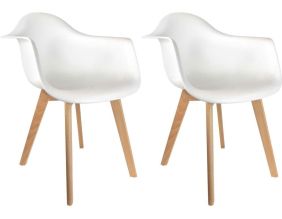 Fauteuil scandinave en polypropylène (Lot de 2) (Blanc)