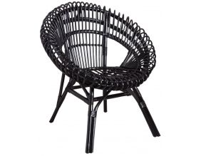 Fauteuil soleil en rotin (Noir)