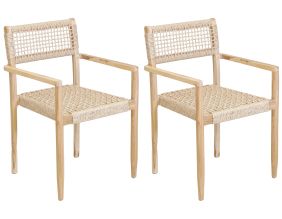 Fauteuil en teck et cannage synthétique BAIA (Lot de 2) (Droit)