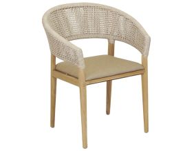 Fauteuil extérieur en teck et résine + coussin