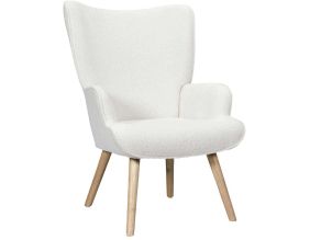 Fauteuil en tissu bouclette et bois Rhea (Blanc)