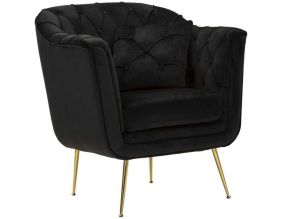 Fauteuil en tissu capitonné Budapest 88 x 83 x 91 cm (Noir)
