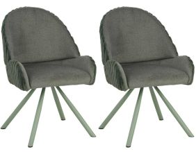 Fauteuil en tissu côtelé Sedia (Lot de 2) (Vert)