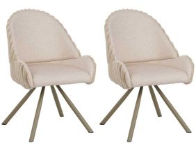 Fauteuil en tissu côtelé Sedia (Lot de 2) (Crème)