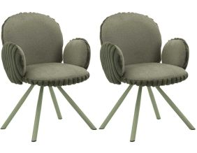 Fauteuil en tissu côtelé Stockholm (Lot de 2) (Vert)