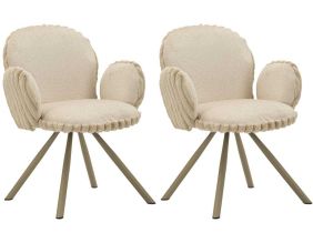 Fauteuil en tissu côtelé Stockholm (Lot de 2) (Crème)