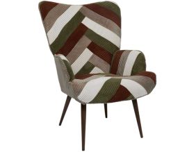 Fauteuil en tissu côtelé patchwork Scott