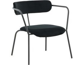 Fauteuil en velours et acier Duffy (Noir)