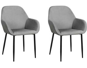 Fauteuil en velours cotelé Giulia (Lot de 2) (Gris souris)